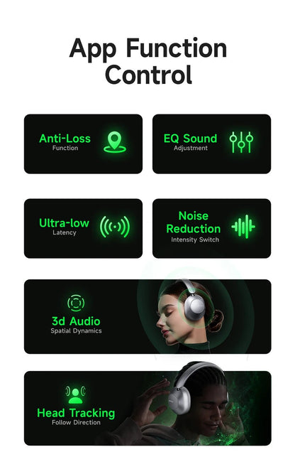 Picun-Casque Bluetooth à suppression active du bruit F6, suivi de la tête ANC, audio 3D, casque sans fil, haute résolution, faible latence de contrôle