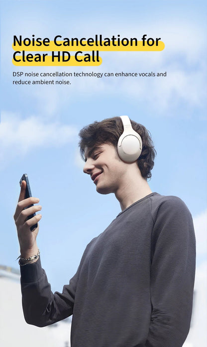 QCY-Écouteurs sans fil et filaires H3 Lite ANC, Bluetooth 5.3, casque supra-auriculaire pliable, son HIFI, 60 heures de lecture, écouteurs pour touristes allergiques