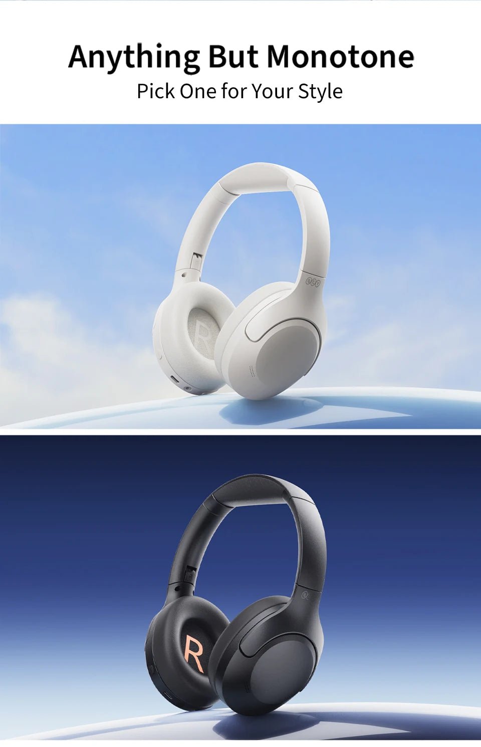 QCY-Écouteurs sans fil et filaires H3 Lite ANC, Bluetooth 5.3, casque supra-auriculaire pliable, son HIFI, 60 heures de lecture, écouteurs pour touristes allergiques