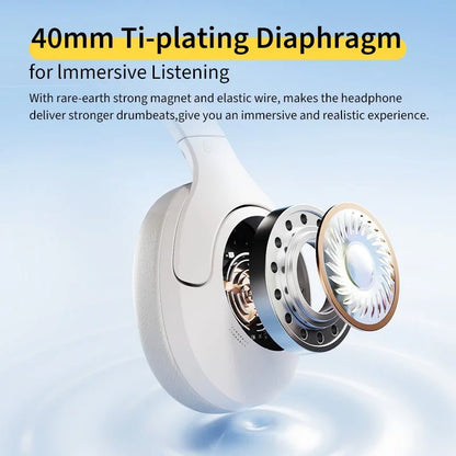 QCY-Écouteurs sans fil et filaires H3 Lite ANC, Bluetooth 5.3, casque supra-auriculaire pliable, son HIFI, 60 heures de lecture, écouteurs pour touristes allergiques