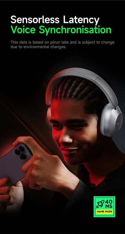 Picun-Casque Bluetooth à suppression active du bruit F6, suivi de la tête ANC, audio 3D, casque sans fil, haute résolution, faible latence de contrôle