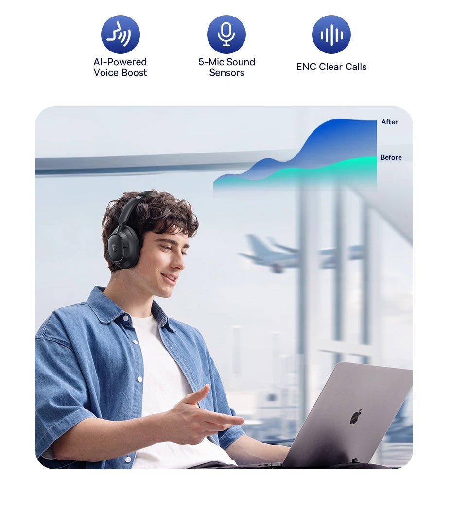 Baseus EH10 NC ANC casque sans fil 45dB casques hybrides adaptatifs antibruit casque LDAC haute résolution Bluetooth 6.0 80 heures