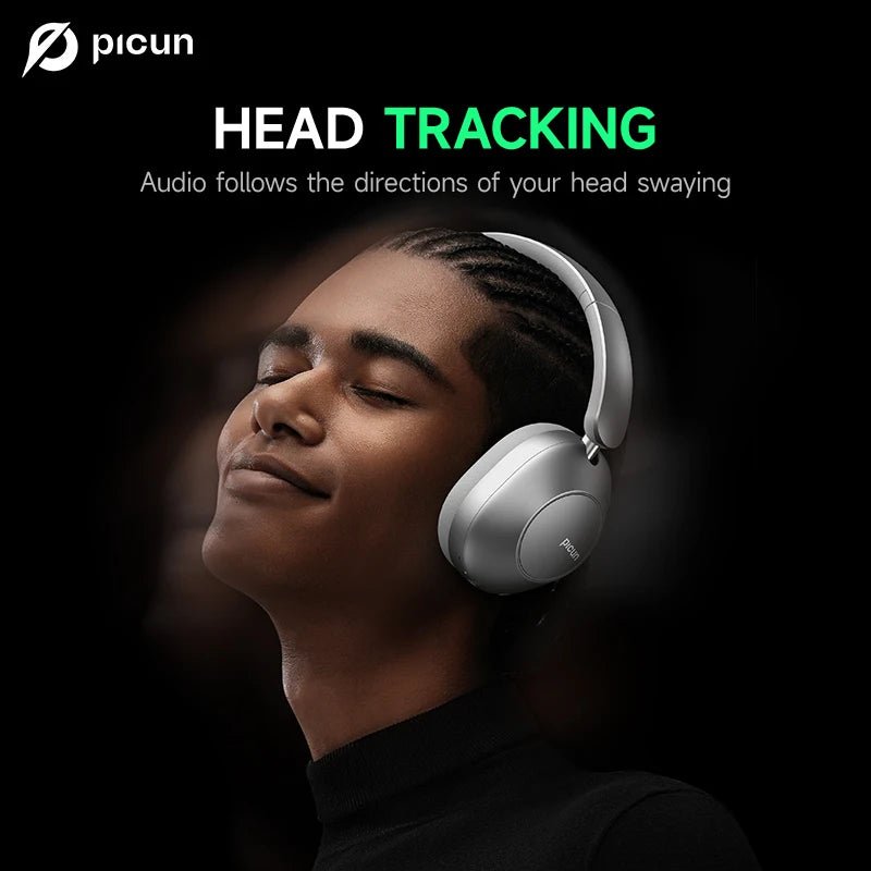 Picun-Casque Bluetooth à suppression active du bruit F6, suivi de la tête ANC, audio 3D, casque sans fil, haute résolution, faible latence de contrôle