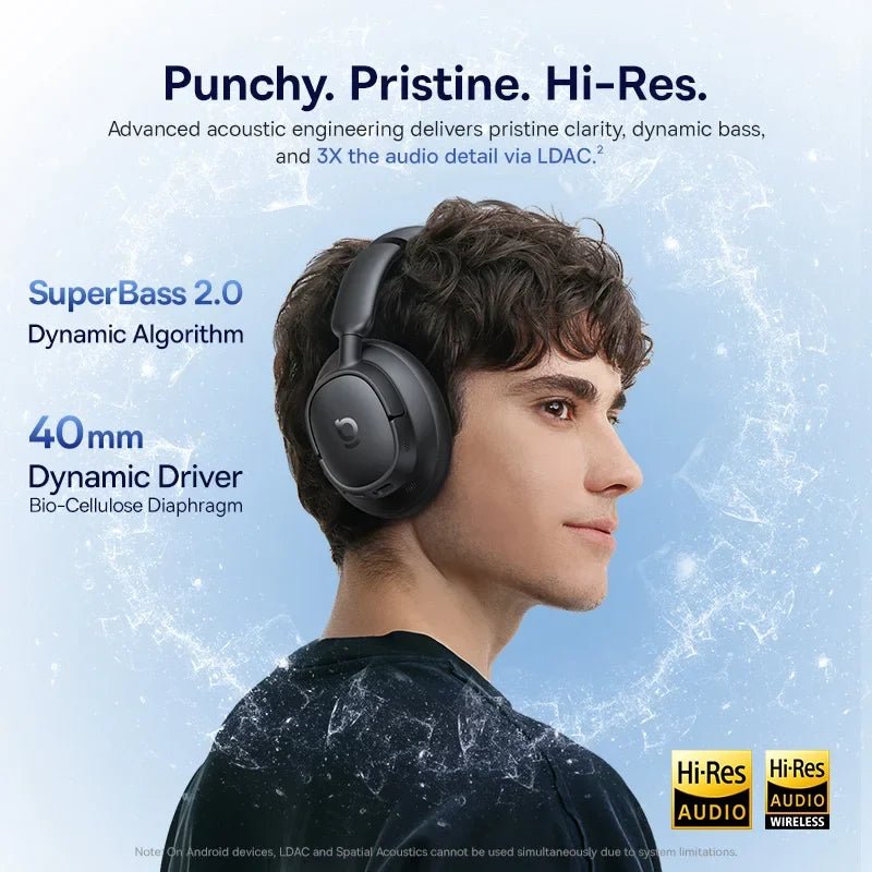 Baseus EH10 NC ANC casque sans fil 45dB casques hybrides adaptatifs antibruit casque LDAC haute résolution Bluetooth 6.0 80 heures