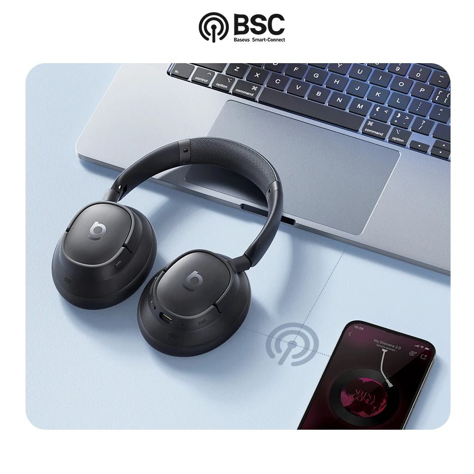 Baseus EH10 NC ANC casque sans fil 45dB casques hybrides adaptatifs antibruit casque LDAC haute résolution Bluetooth 6.0 80 heures