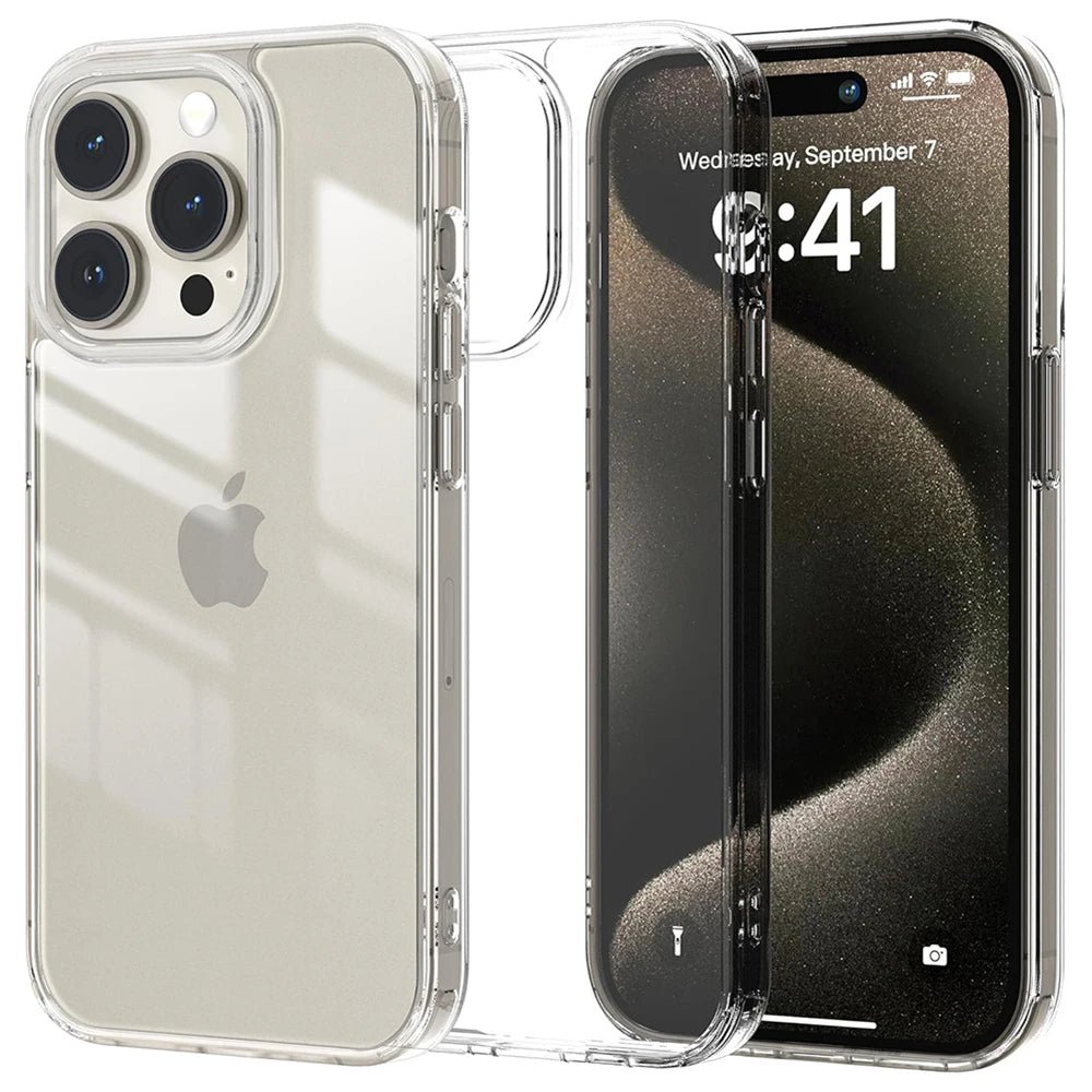 Étui Airbag hybride en acrylique antichoc pour iPhone 16 15 14 13 12 11 Pro Max Plus Mini, coque arrière rigide transparente en Silicone souple