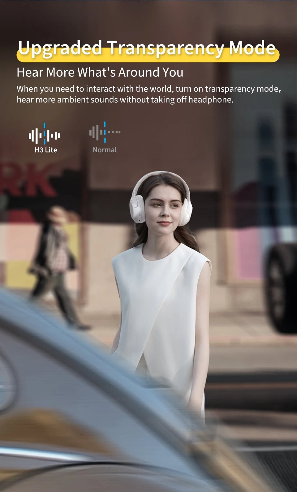 QCY-Écouteurs sans fil et filaires H3 Lite ANC, Bluetooth 5.3, casque supra-auriculaire pliable, son HIFI, 60 heures de lecture, écouteurs pour touristes allergiques