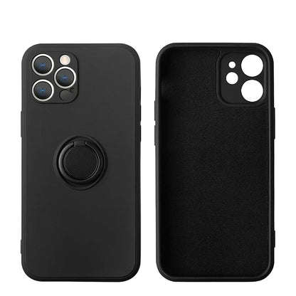 Coque de téléphone avec anneau de support magnétique en Silicone liquide, étui arrière antichoc pour IPhone 15 14 13 12 11 Pro Max Mini X XS XR 8 7 Plus