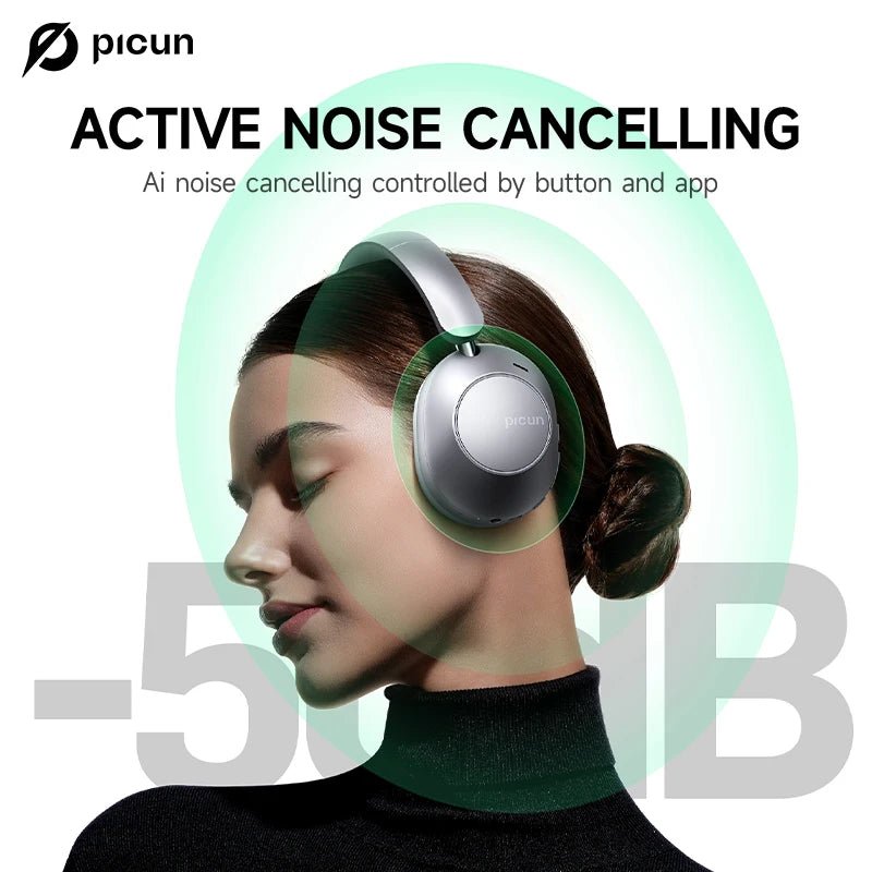 Picun-Casque Bluetooth à suppression active du bruit F6, suivi de la tête ANC, audio 3D, casque sans fil, haute résolution, faible latence de contrôle