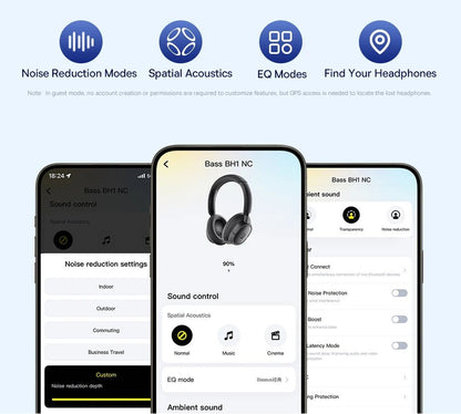 Baseus EH10 NC ANC casque sans fil 45dB casques hybrides adaptatifs antibruit casque LDAC haute résolution Bluetooth 6.0 80 heures