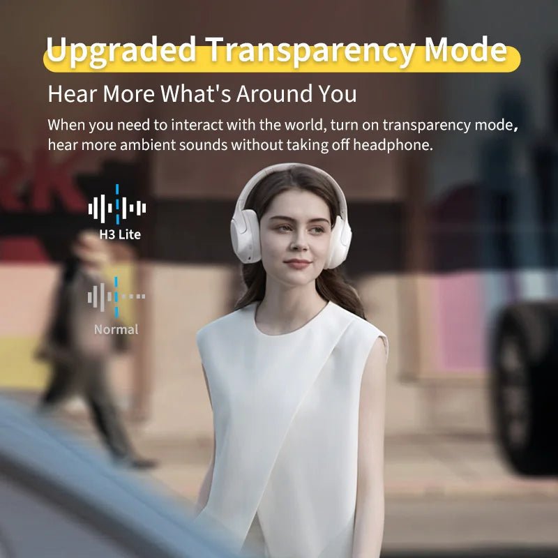 QCY-Écouteurs sans fil et filaires H3 Lite ANC, Bluetooth 5.3, casque supra-auriculaire pliable, son HIFI, 60 heures de lecture, écouteurs pour touristes allergiques