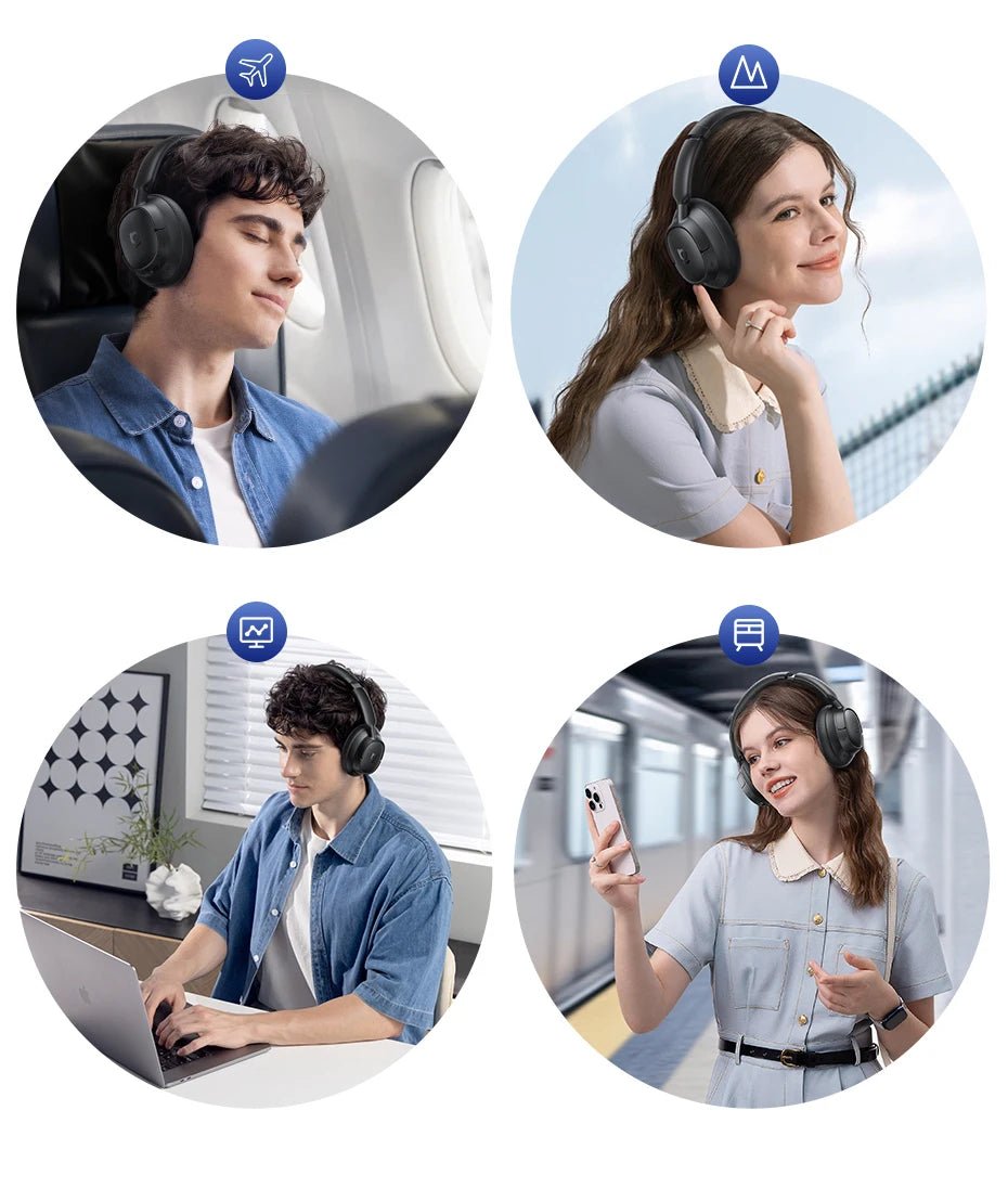 Baseus EH10 NC ANC casque sans fil 45dB casques hybrides adaptatifs antibruit casque LDAC haute résolution Bluetooth 6.0 80 heures